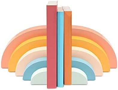 Decorably Rainbow Bookends for Kids - Rainbow Decor for Nursery Bookends, Cute Kids Book Ends, Book  | Amazon (US)