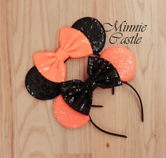 Black and Orange Halloween Mickey Ears, Halloween Ears, Halloween Minnie Ears, Halloween Disney E... | Etsy (CAD)