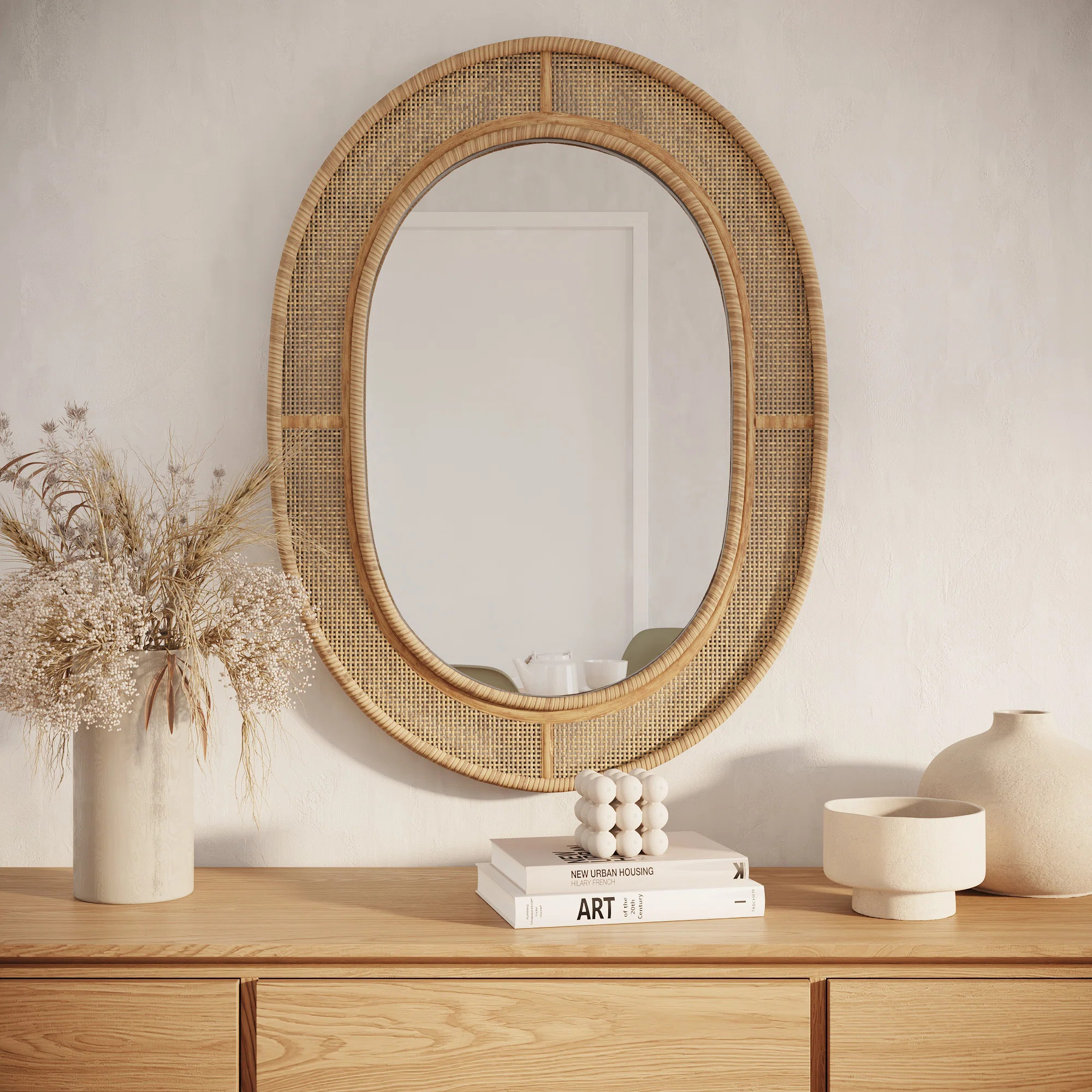 Beachcrest Home™ Brinley Rattan Oval Boho Wall Mirror & Reviews | Wayfair | Wayfair North America