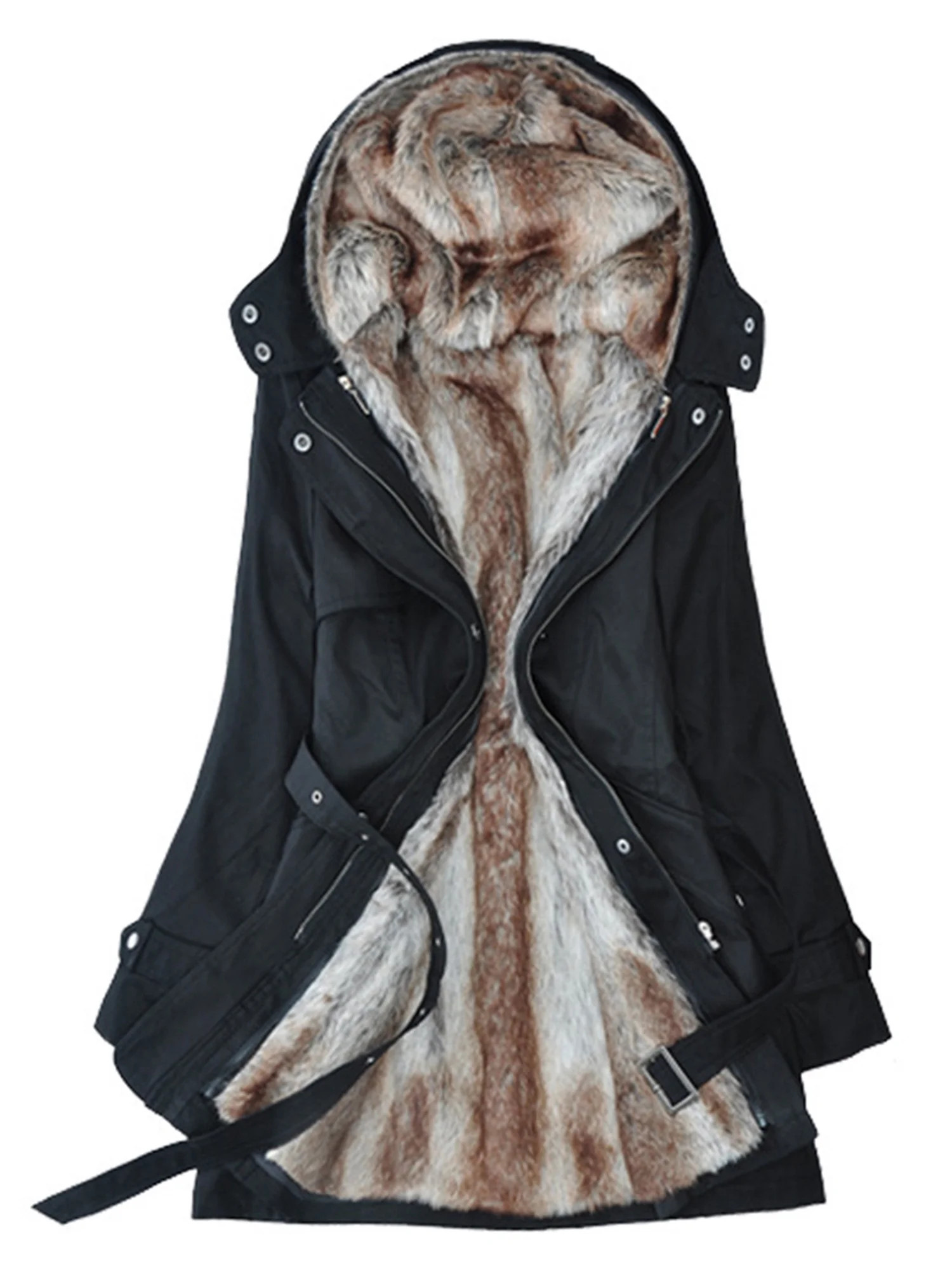 LAPA Women's Faux Fur Hooded Coat Fleece Sherpa Lined Zip Up Parka Jacket Outwear | Walmart (US)