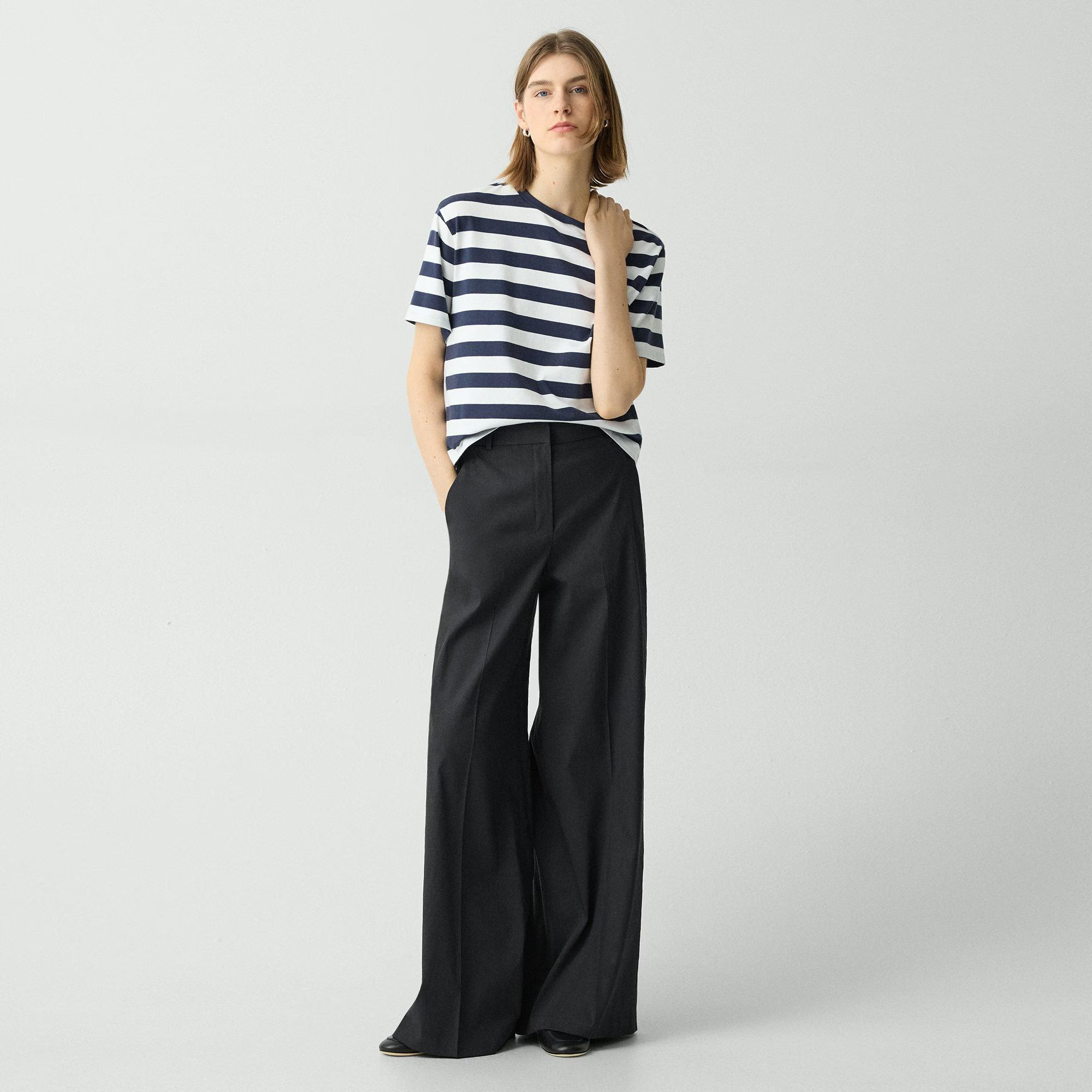 High-Waist Wide-Leg Pant in Good Linen | Theory