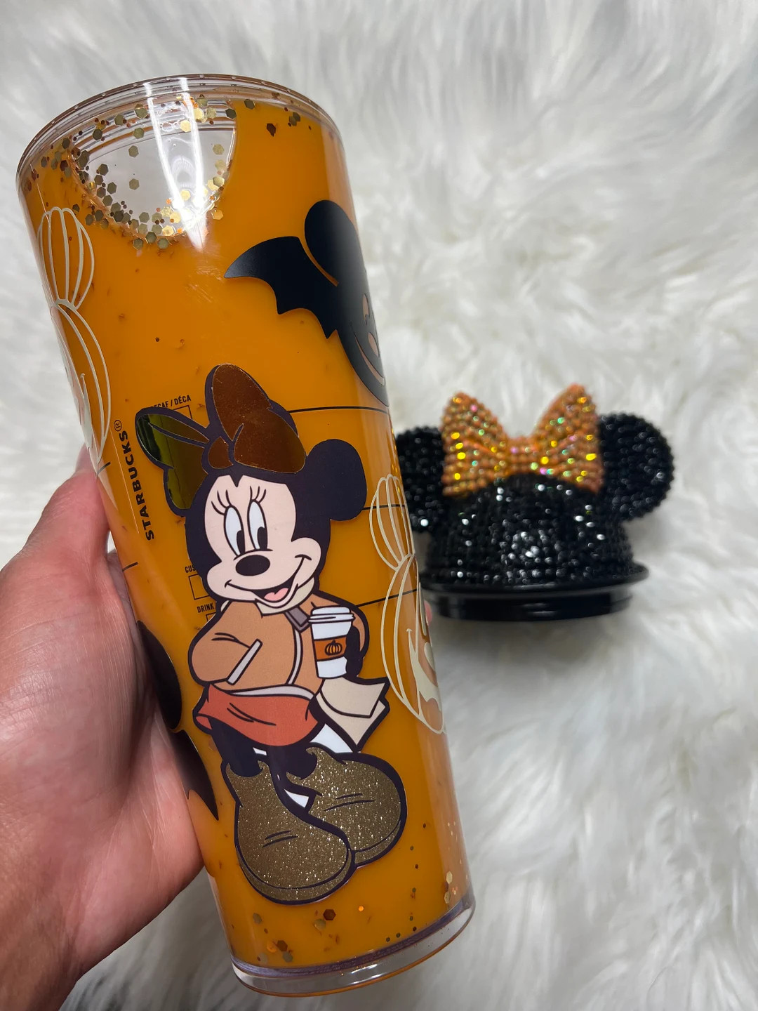 Starbucks Minnie Mouse Halloween Orange Snow Globe Cold Cup Tumbler - Etsy | Etsy (US)