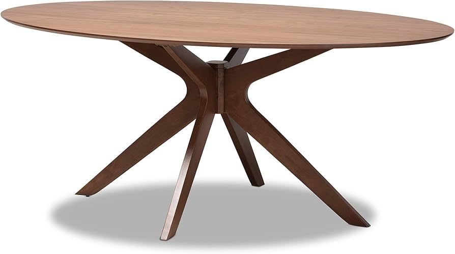 Baxton Studio Monte Mid-Century Modern Walnut Brown Finished Wood 71-Inch Oval Dining Table | Amazon (US)