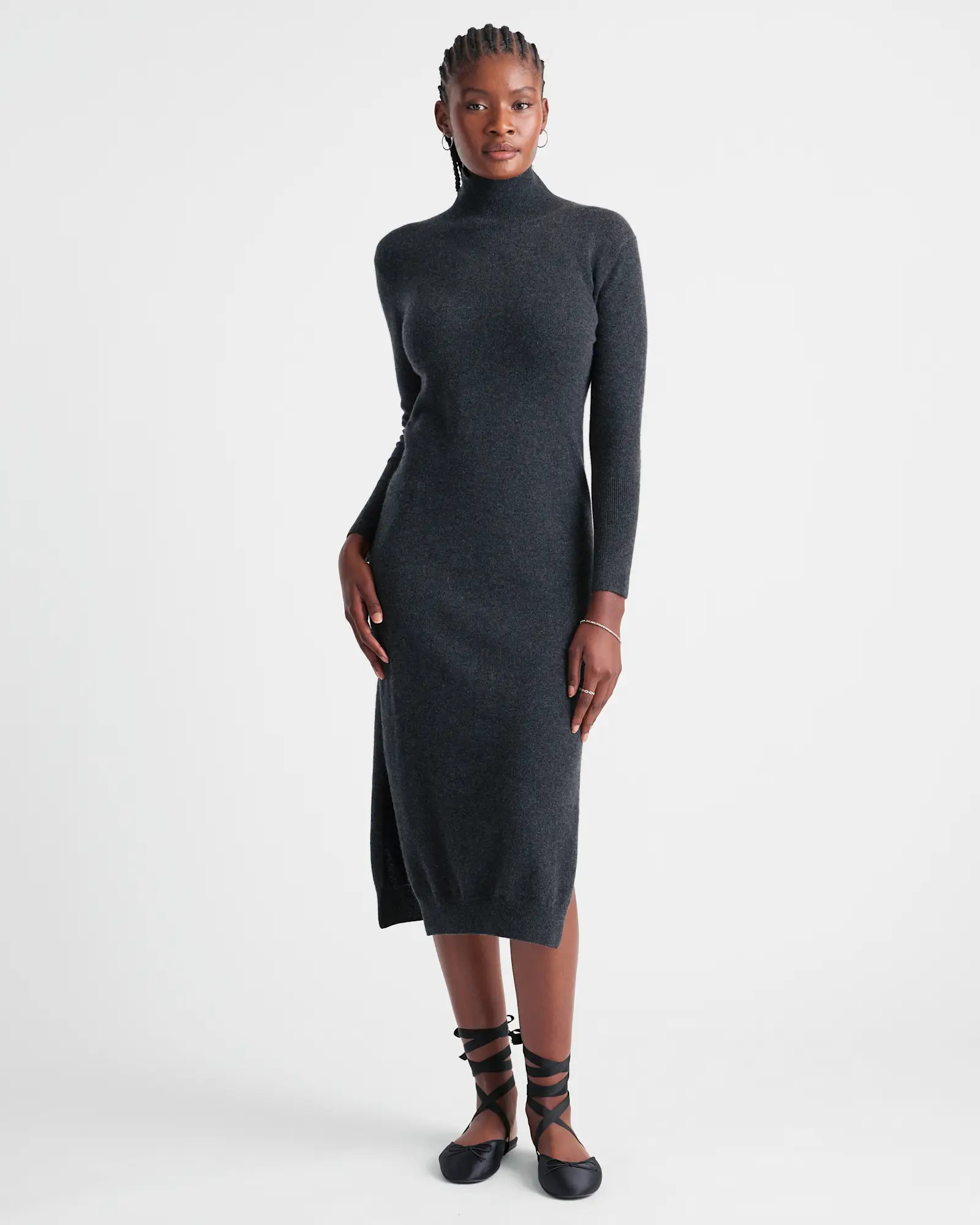 Mongolian Cashmere Turtleneck Midi Sweater Dress | Quince