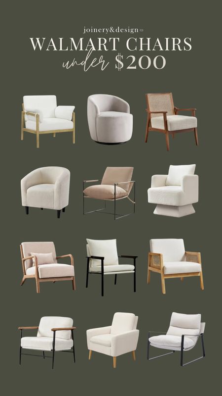 Affordable accent chairs for your home at Walmart under $200! 

#office #livingroom #boucle #spring #swivel 

#LTKfamily #LTKsalealert #LTKhome