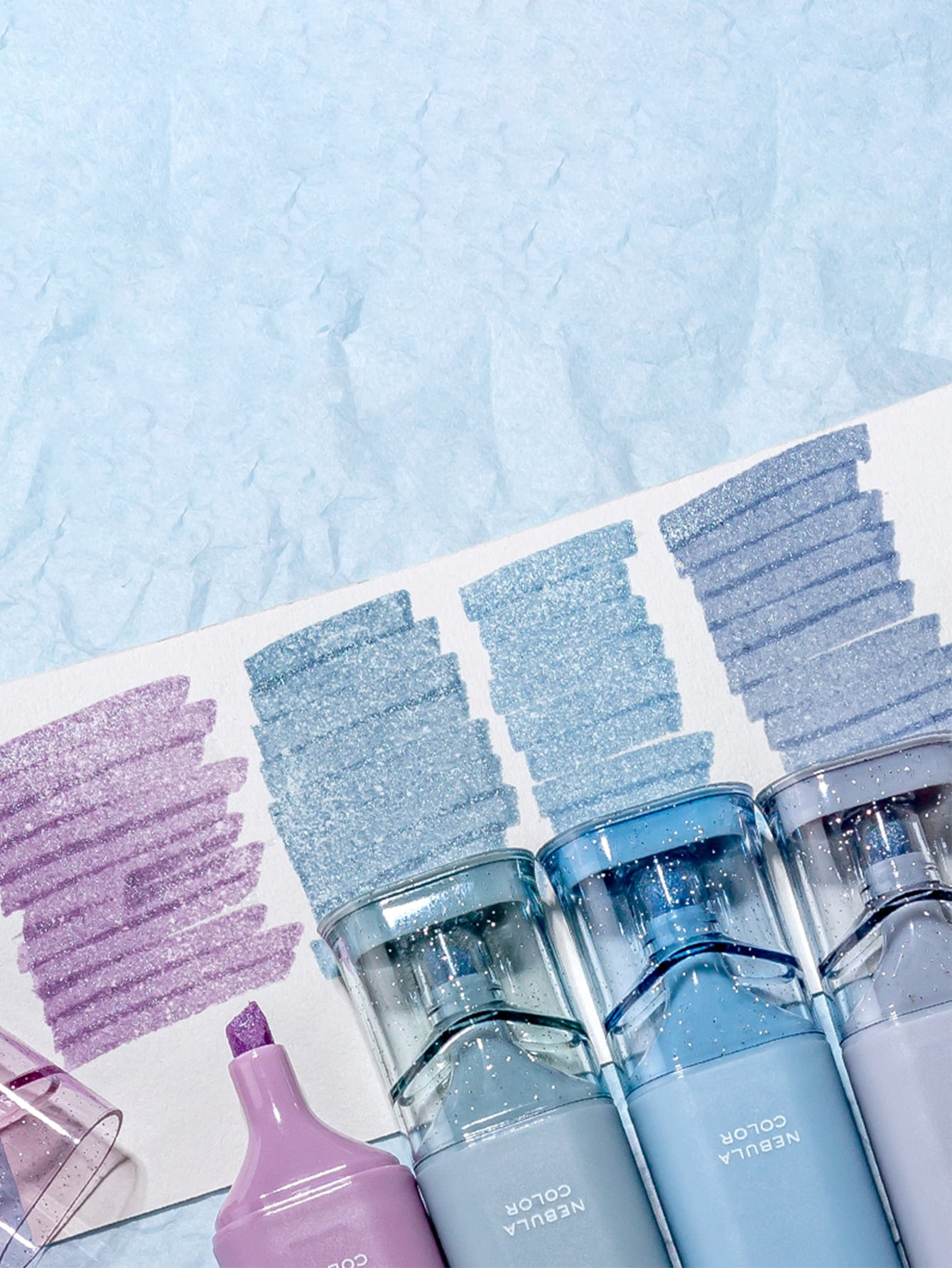 4pcs/set Glitter Fluorescent Marker Pens For Students' Notetaking And Highlighting | SHEIN