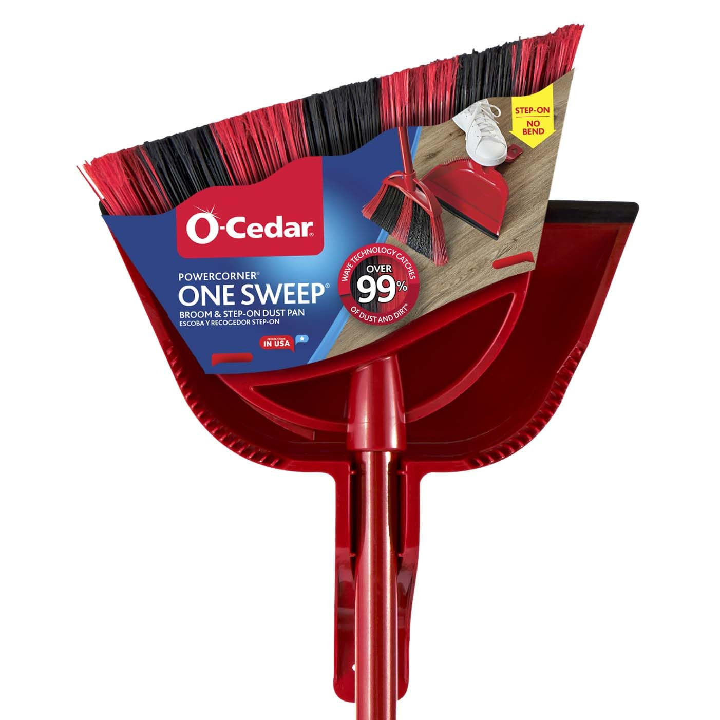 O-Cedar One Sweep Broom with Step-On Dustpan | Remove 99% with One Sweep | Lightweight Quiet Clea... | Amazon (US)