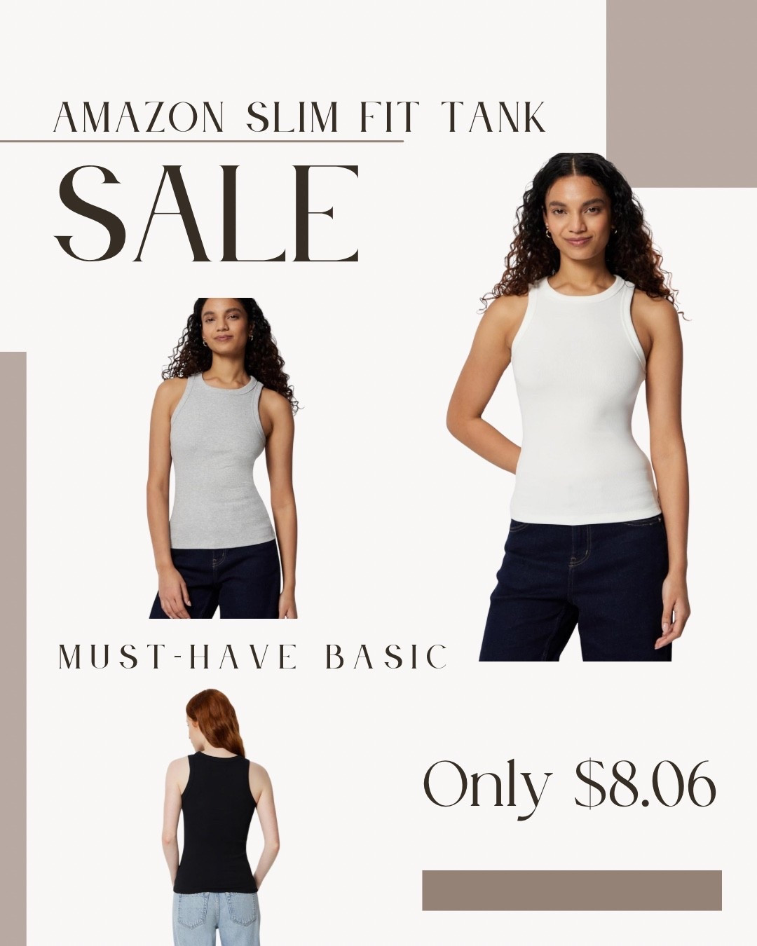 Must-have Amazon summer wardrobe basic! Slim fit tank is amazing quality and 96% cotton!  On sale lowest $8.06!!

#LTKootd #LTKSaleAlert #LTKPetite