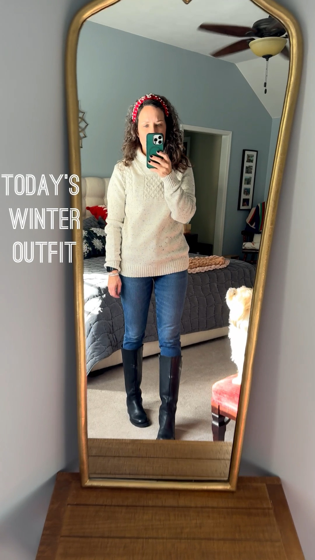 Today’s winter ootd. Thrifted Ralph Lauren sweater, Banana Republic denim, Blondo waterproof knee high boots. 👢 

#LTKOver40 #LTKmomlife #LTKSeasonal