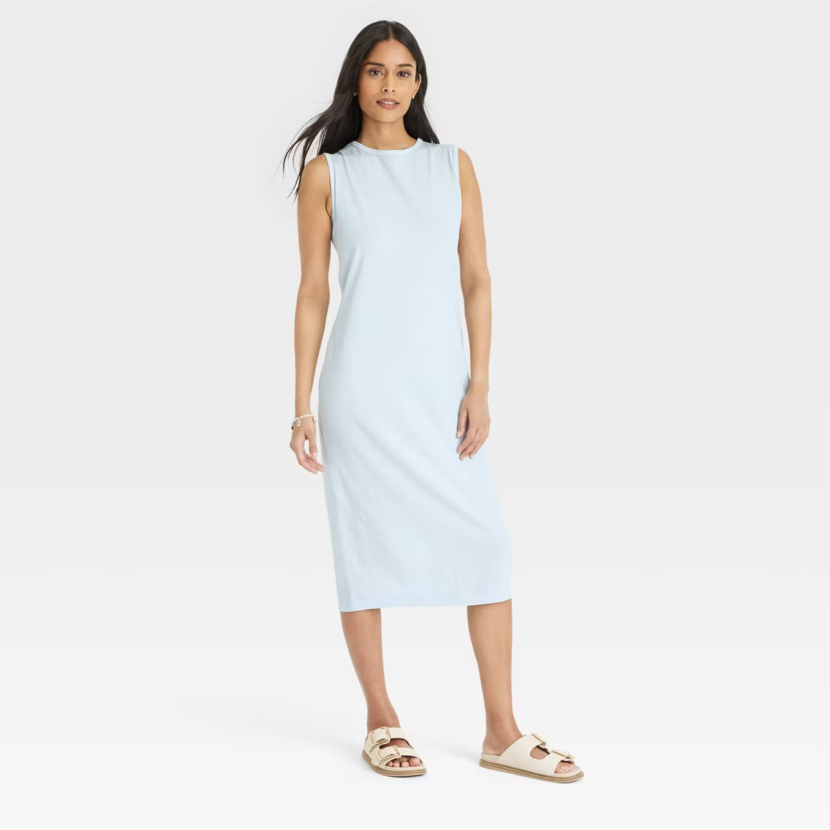 Women's Knit Midi Shift Dress - Universal Thread™ Light Blue L | Target