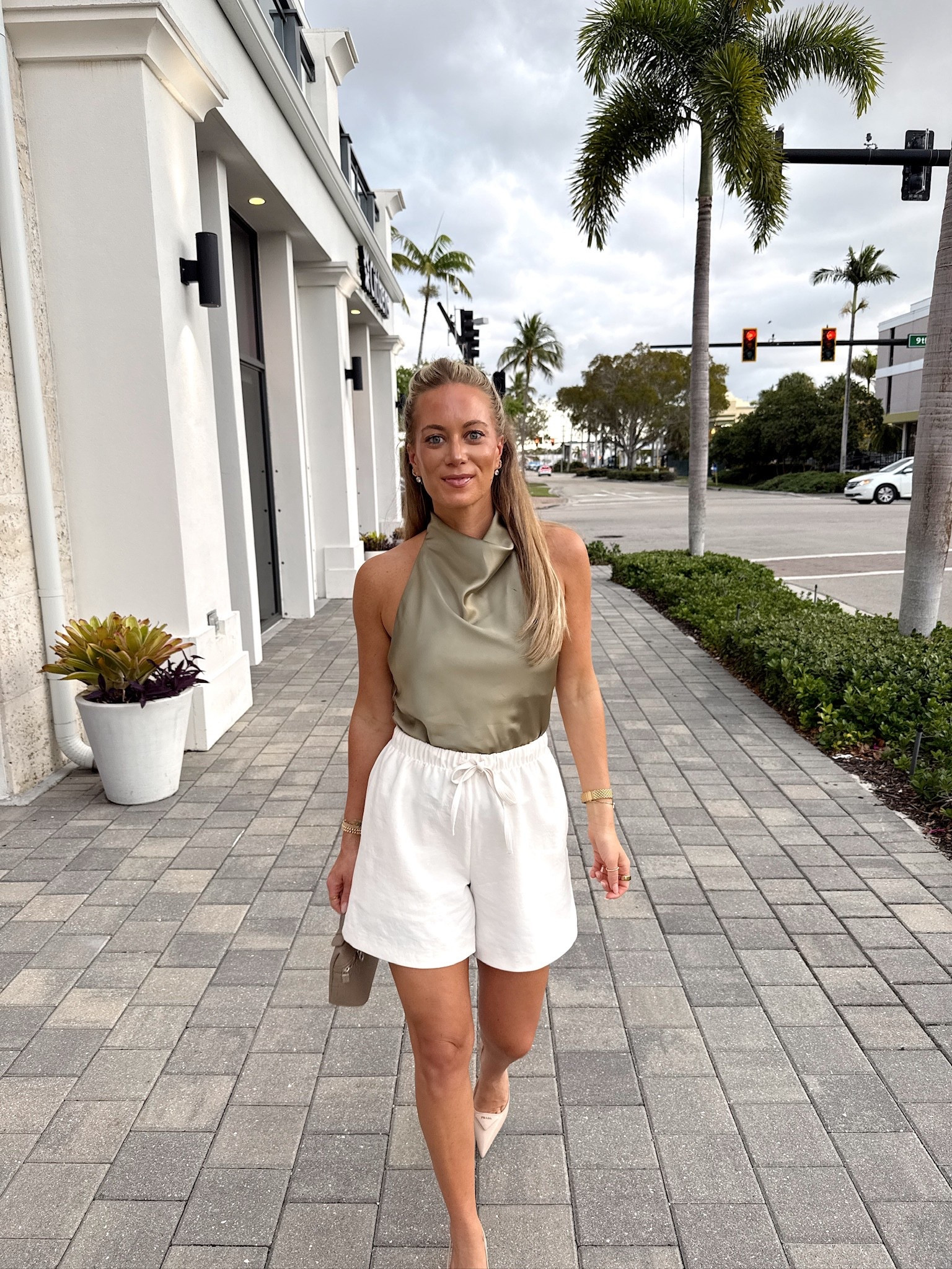 date night outfit 🫶🏽 wearing Zara satin halter top with aritzia lodge shorts and new Prada slingback heels! 

date night outfits, summer date night, spring date nightt

#LTKootd #LTKSeasonal