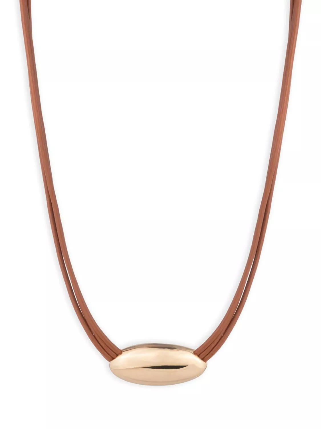 Lauren Ralph Lauren Lather Pendant Necklace, Gold/ Brown | John Lewis (UK)
