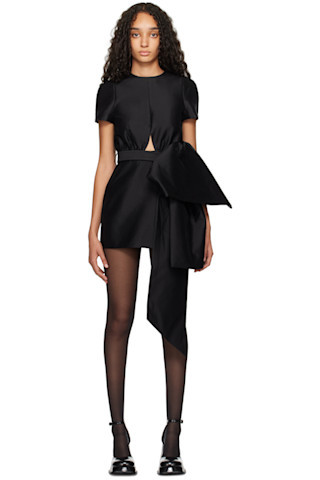 Black Bowknot Patchwork Minidress | SSENSE