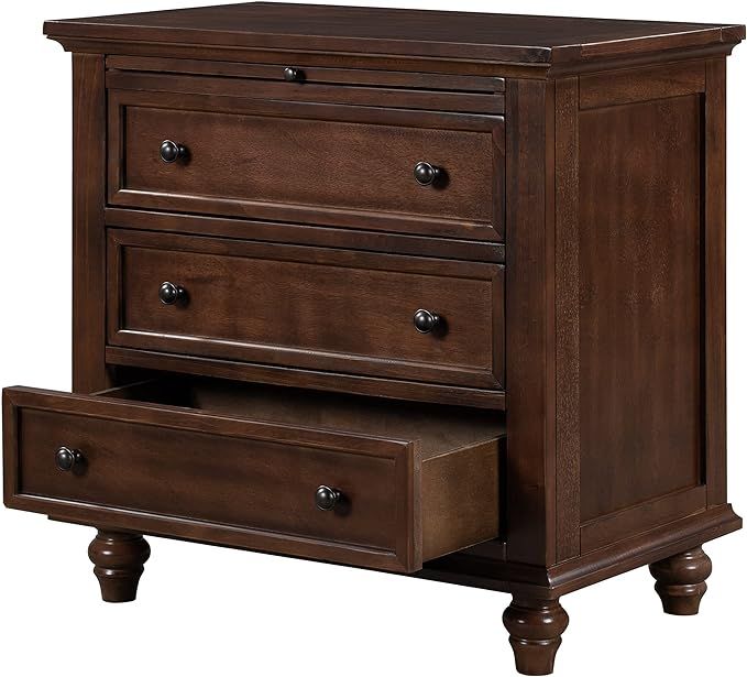 Knocbel 3-Drawer Nightstand with Pull-Out Tray, Wooden Bedside Night Stand Sofa Side End Table wi... | Amazon (US)