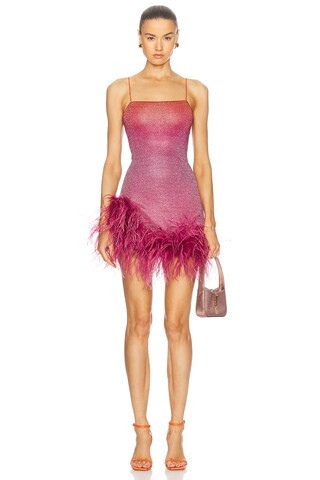 Oseree Lumiere Shade Plumage Mini Dress in Fuchsia | FWRD 