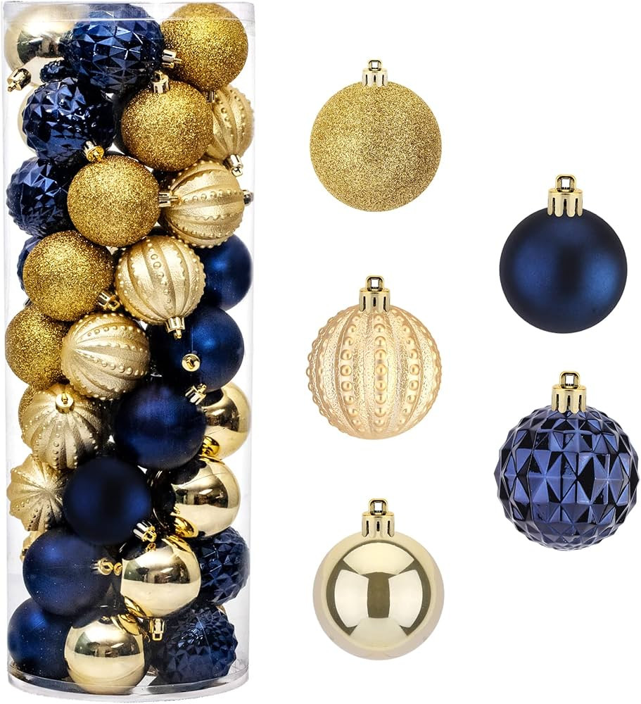 45PCS 2.36"(60mm) Christmas Ball Ornaments, Shatterproof Plastic Ball Present for Xmas Trees,Fest... | Amazon (US)