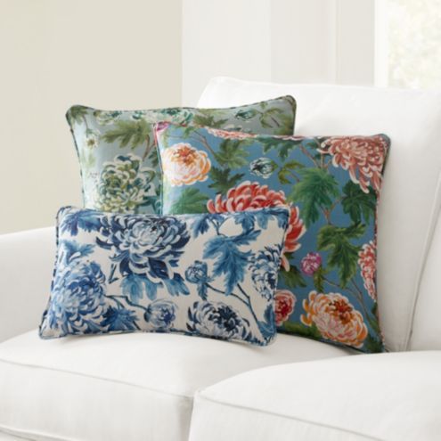 Alora Floral Linen Throw Pillow Cover with Down Insert | Ballard Designs, Inc.
