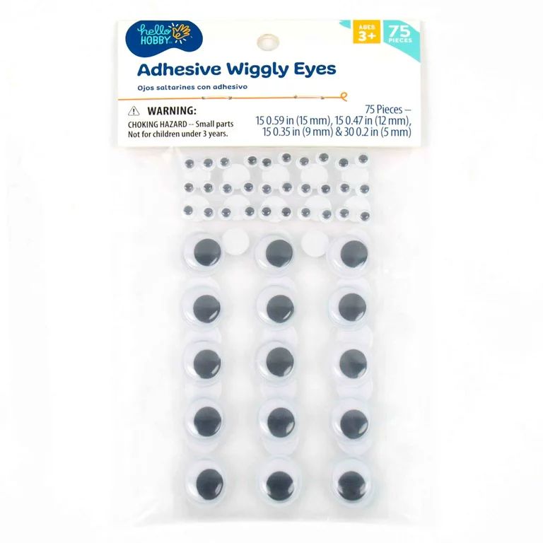 Hello Hobby Adhesive Wiggly Eyes, 75-Pack - Walmart.com | Walmart (US)
