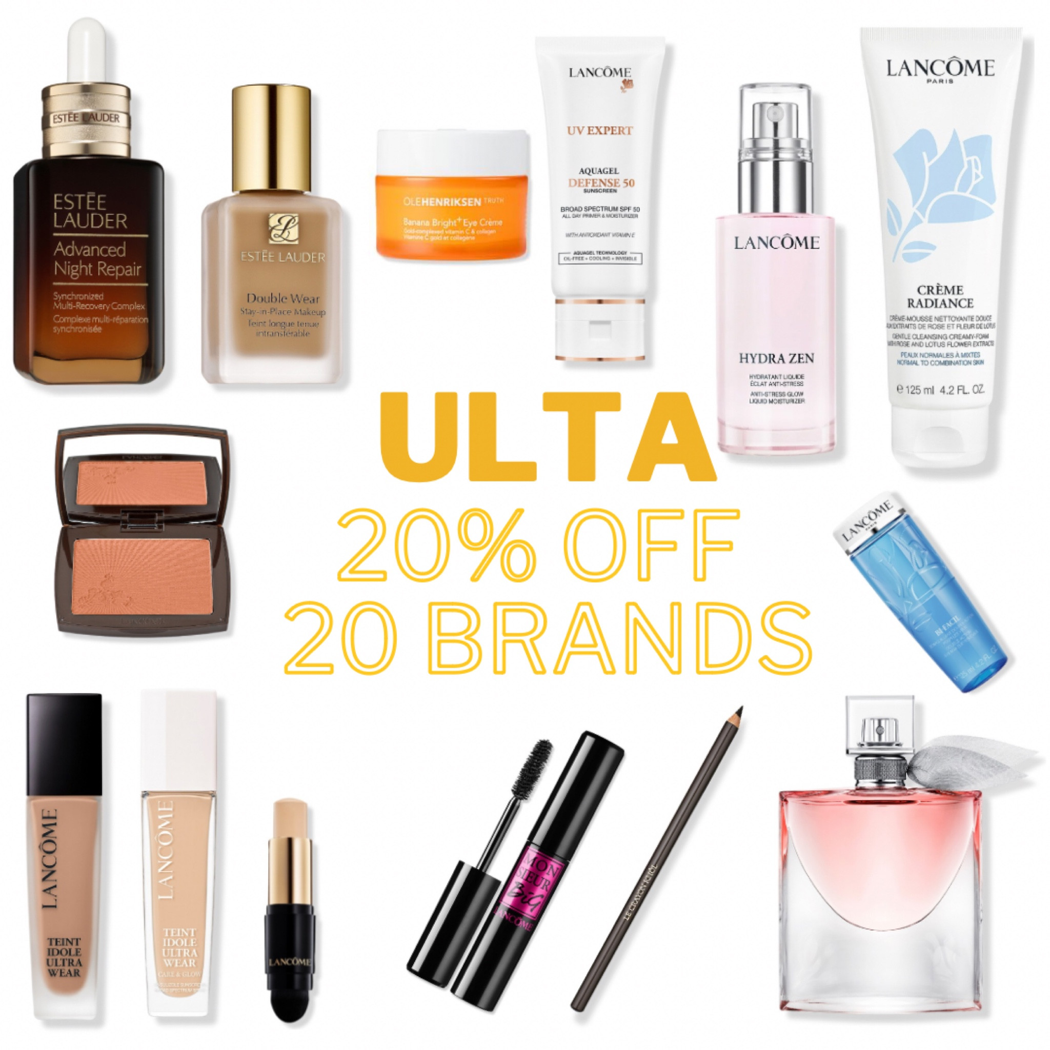Ulta Beauty 20% Off 20 Brands: Lancôme, Estée Lauder, OleHenriksen 

I’ve been wearing the Estée Lauder Double Wear foundation to test out as my go to matte foundation. Teint Idole Ultra Wear is next. I recently tried out Care & Glow and loved it, but a word of caution: a lot of the inventory for that specific product has been expired at Ulta and Sephora! 

#LTKsalealert #LTKbeauty