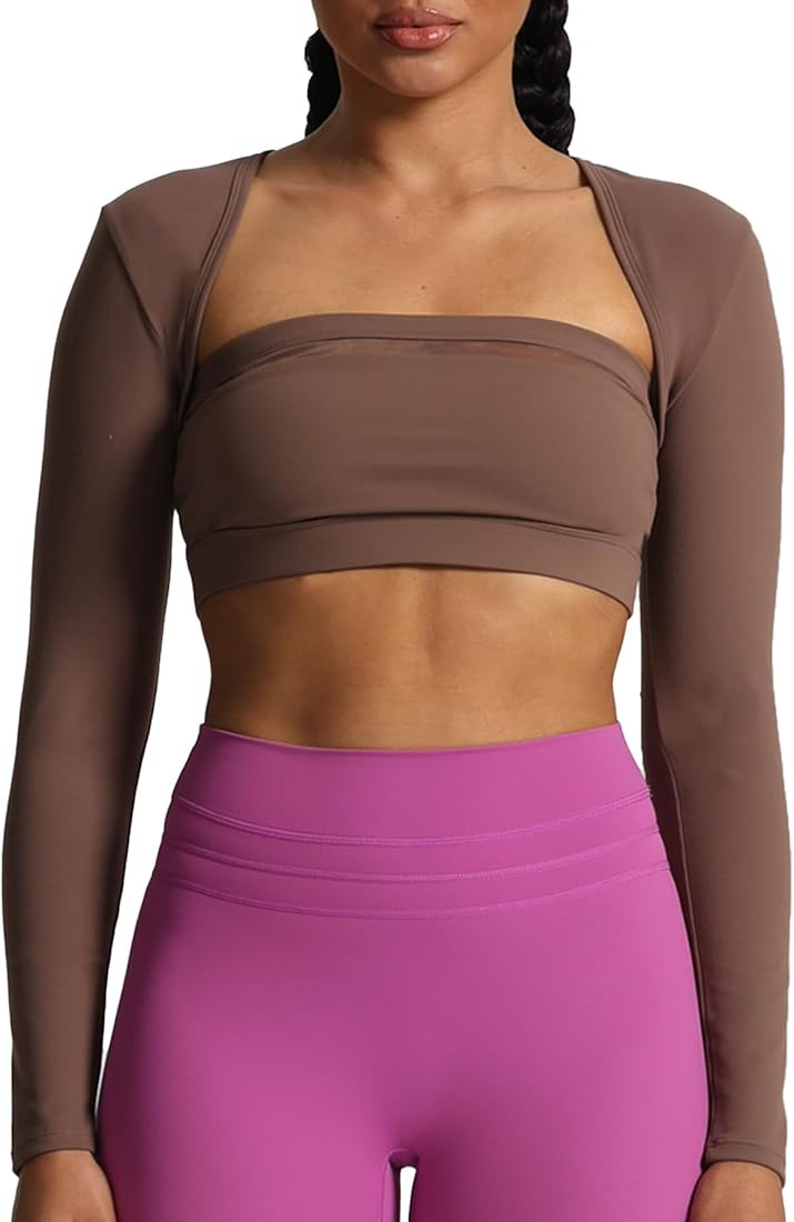 Aoxjox Women's Long Sleeve Open Front Bolero Shrug Crop Top Cardigan | Amazon (US)