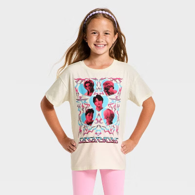 Girls' KPop Demon Hunters Saja Boys Short Sleeve Graphic T-Shirt - Ivory S | Target