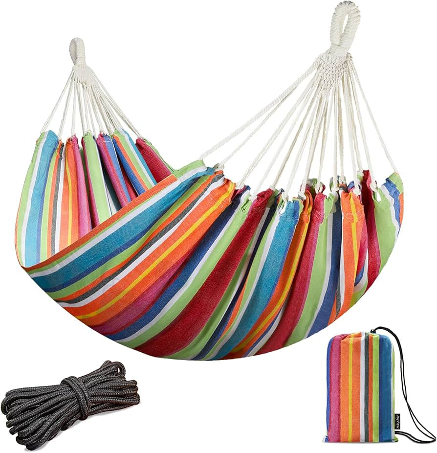 JoyView Brazilian Double Hammock with Hanging Ropes Extra Large 86.6x59” Portable Cotton Hammoc... | Amazon (US)