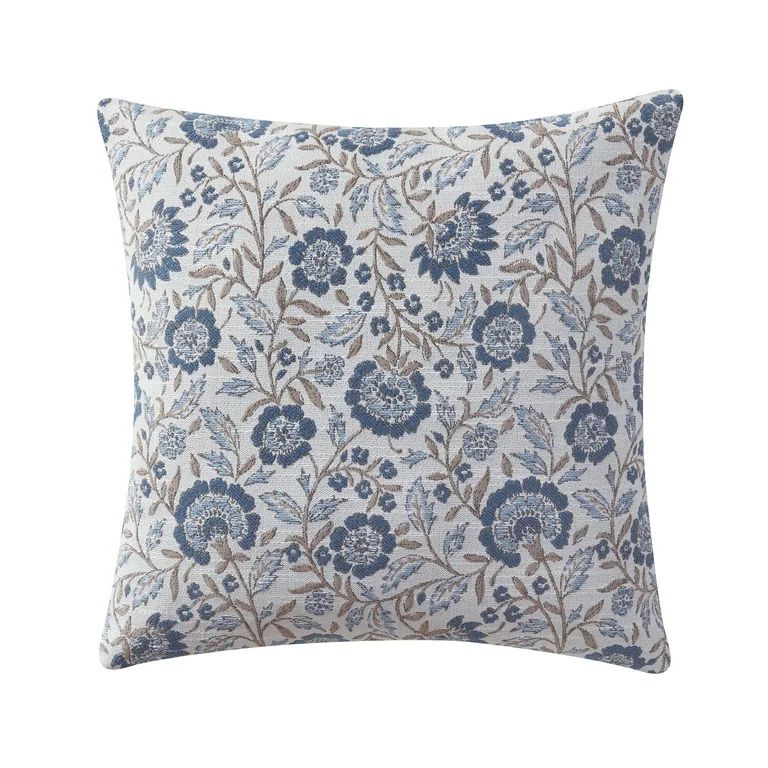 My Texas House 20" x 20" Blue Bel Jacquard Floral Decorative Pillow Cover - Walmart.com | Walmart (US)