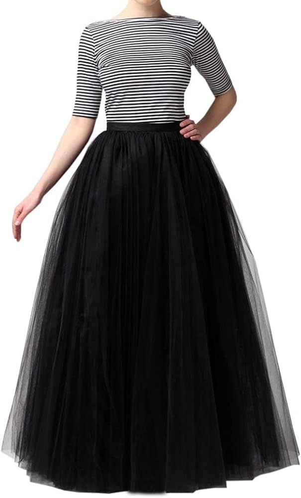 WDPL Wedding Planning A-line Maxi Long Tulle Skirt for Women Foor Length Evening Party Skirts | Amazon (US)