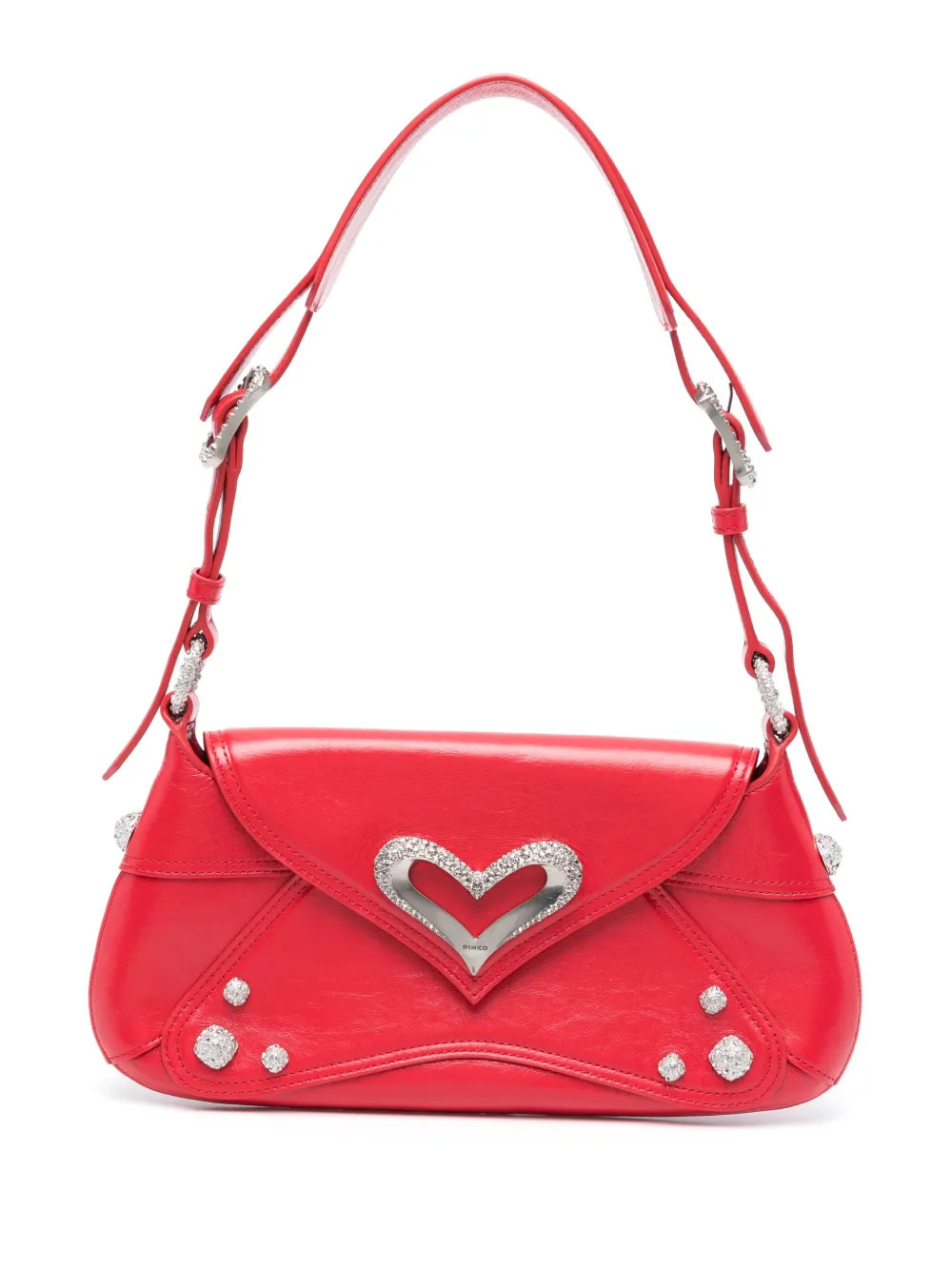 PINKO crystal-embellished Heart Shoulder Bag - Farfetch | Farfetch Global