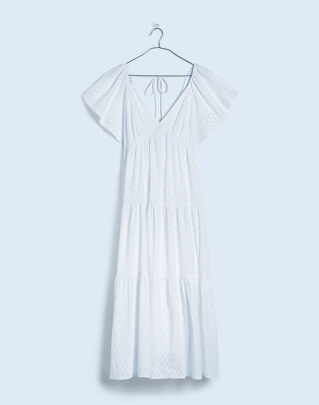 Tie-Back Flutter-Sleeve Tiered Midi Dress | Madewell