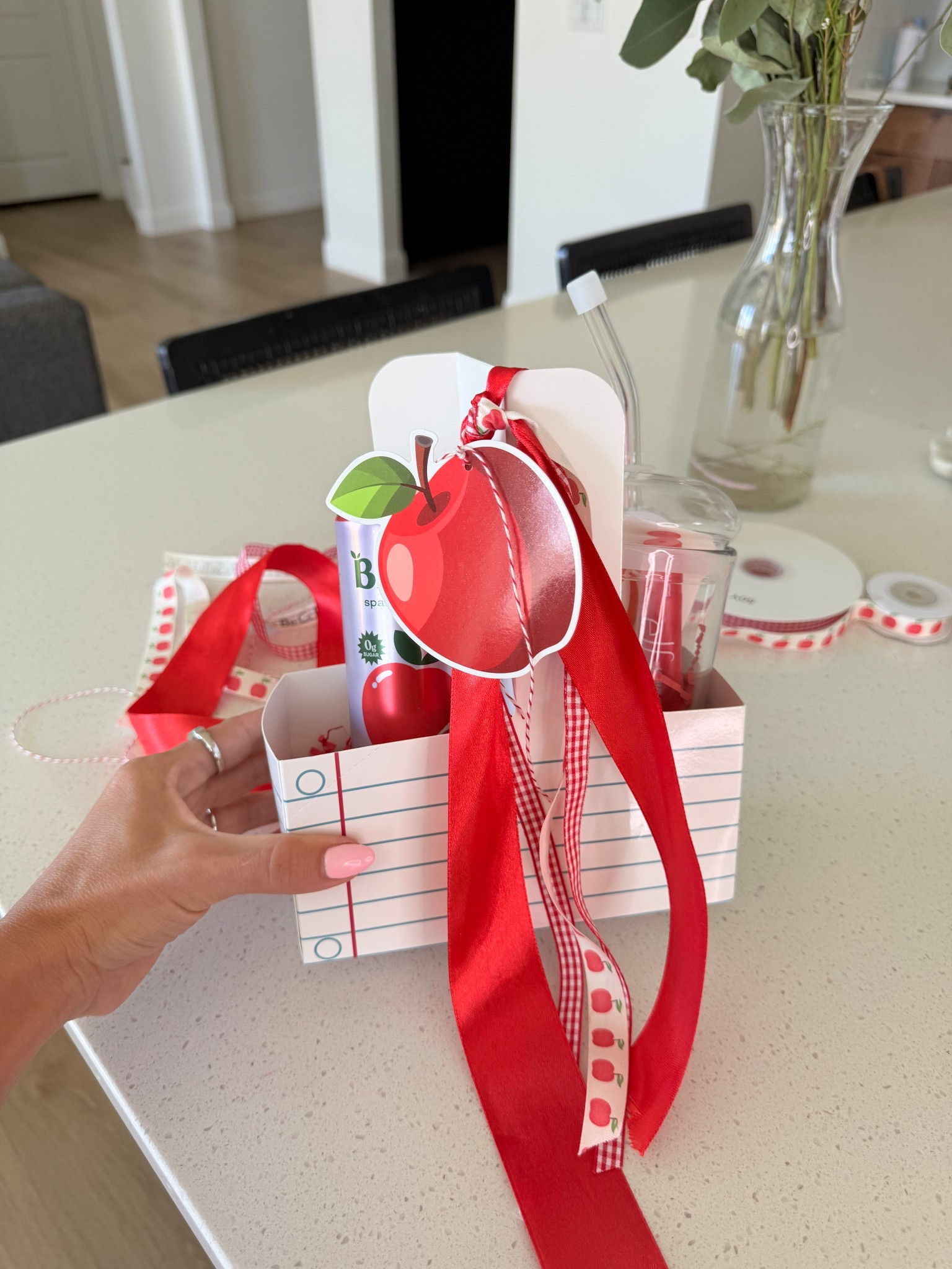 The cutest paper themed drink carrier - i love the look perfect for teacher gifts 