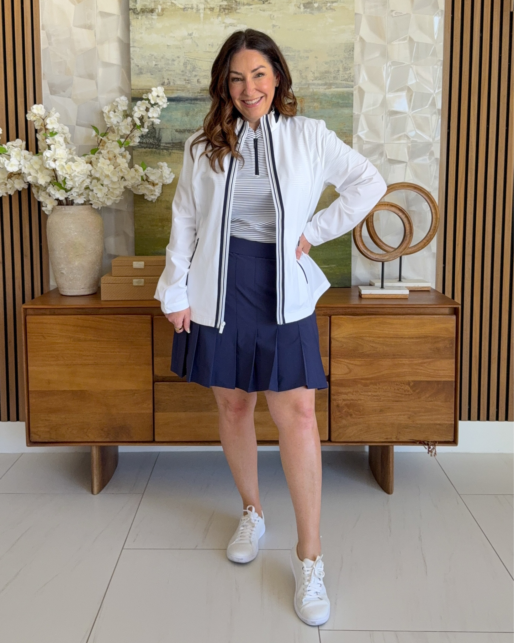 Spring Sporty Outfit from Chico’s wearing 2 (L) 12/14 but has some room size down if in-between. 

This active skort has under shorts and hidden side zipper pockets, UPF sun protectant top 

#golfoutfit #pickleball #springoutfit 

#LTKActive #LTKmomlife #LTKOver40