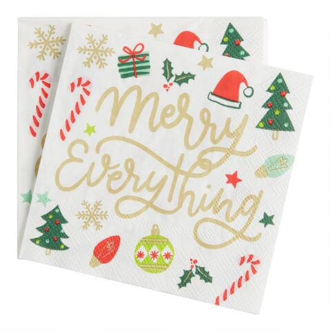 20 Count Merry Everything Holiday Beverage Napkins Set of 2 | World Market