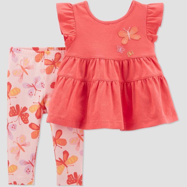 Baby Girls' Butterfly Top & Bottom Set - Just One You® made by carter's Coral | Target