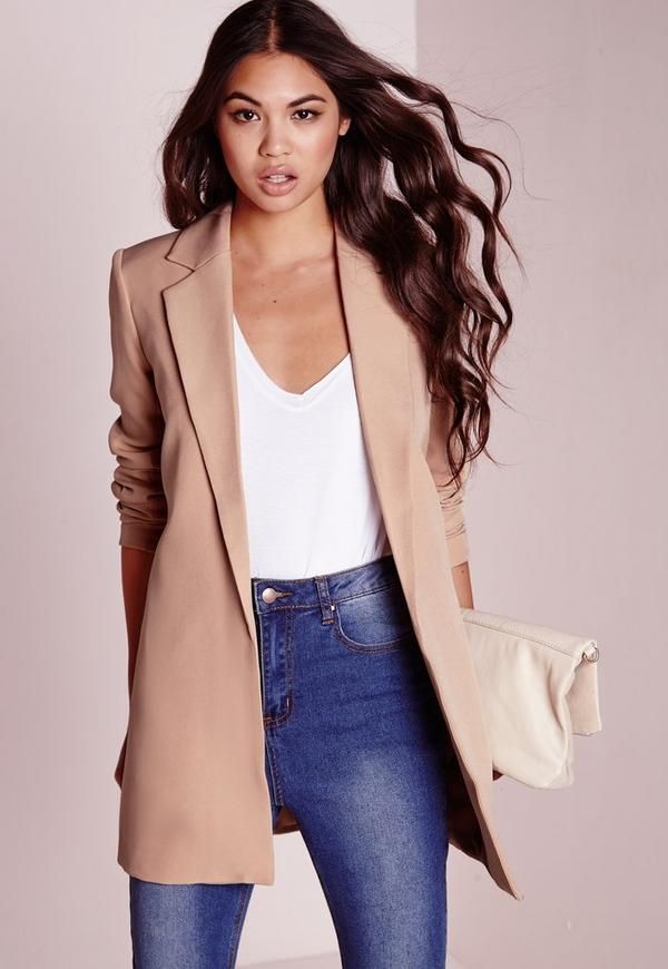 Longline Blazer Nude | Missguided (US & CA)