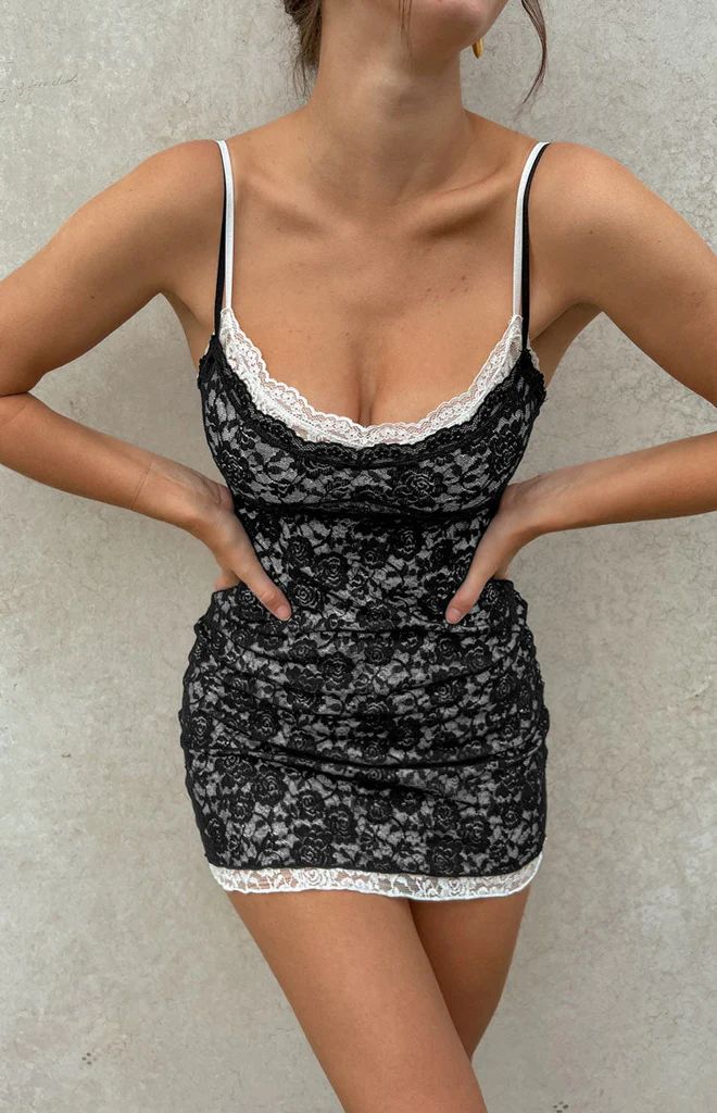 Katalia Black Lace Mini Dress | Beginning Boutique (US)