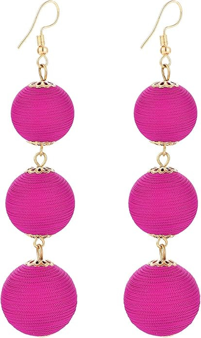 Yanxyad Thread Ball Dangle Earrings Thread Dangle Earrings Soriee Drop Earrings Beaded Ball Ear D... | Amazon (US)