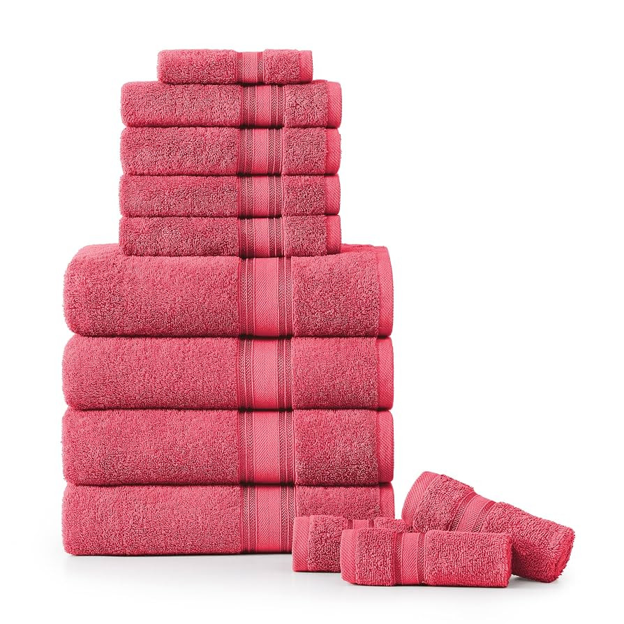 LANE LINEN Luxury Bath Towels Set - 12 Pieces, 100% Cotton Bathroom Towels, Zero Twist, Quick Dry... | Amazon (US)