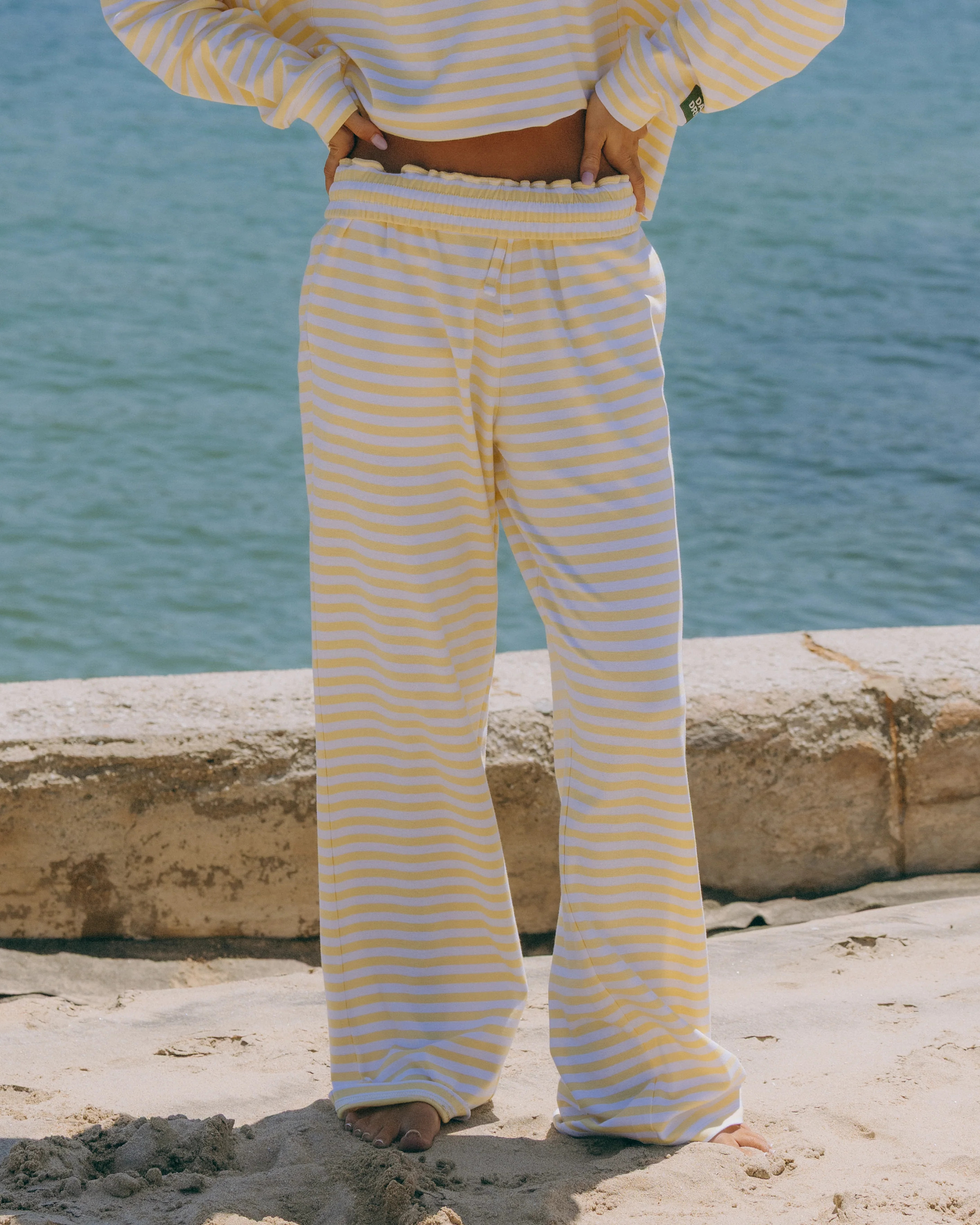 Striped Cotton Pants - Butter + White Stripe | Daily Drills LLC
