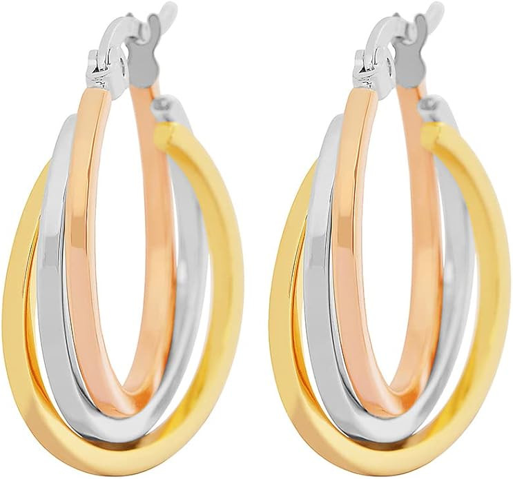 My Daily Styles - Three Toned Intertwined Earrings - Triple Hoop Earrings for Women - Stainless S... | Amazon (US)