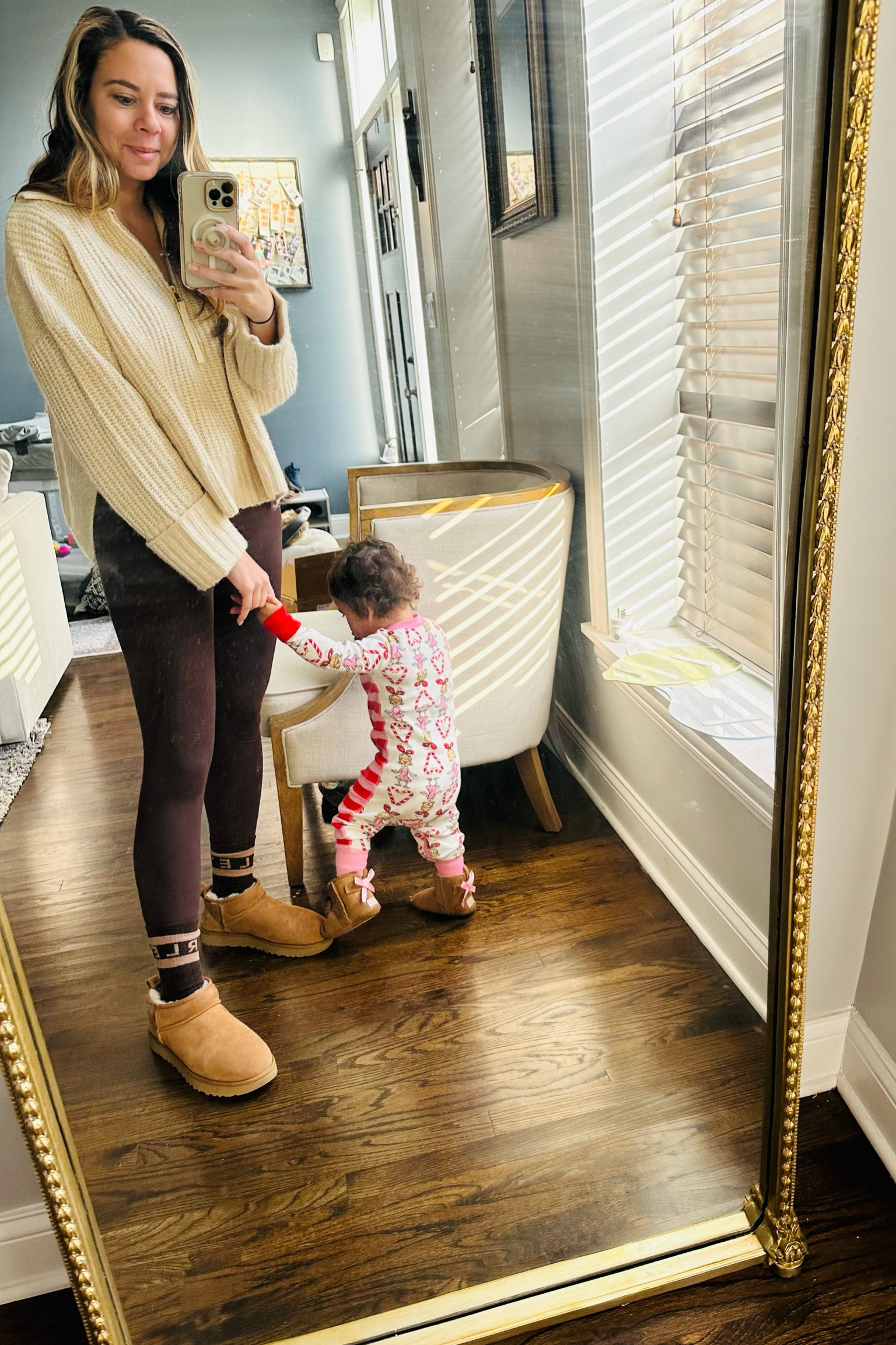 New Varley, half zip knit in size small, long socks, ultra mini Uggs, high waist leggings, coffee bean color, size small, baby pjs, baby ugg boots, Jaclin Natale 



#LTKSeasonal #LTKHoliday #LTKGiftGuide