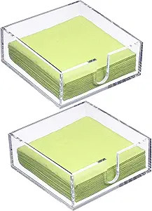 Acrylic Cocktail Napkin Holder for Table, Lucite Clear Beverage Napkin Holder Square Rectangle fo... | Amazon (US)