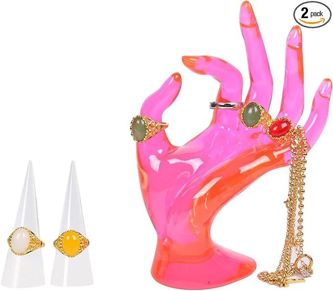 ChezMax Hand Ring Holder, Jewelry Organizer Stand, Polyresin Necklace Stand, Preppy Jewelry Holde... | Amazon (US)