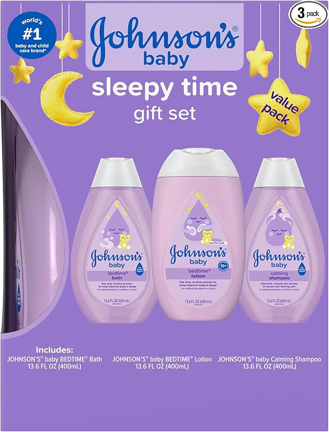 Johnson's Baby Sleepy Time Gift Set with Calming Bedtime Bath, Bedtime Lotion & Calming Shampoo, ... | Amazon (US)