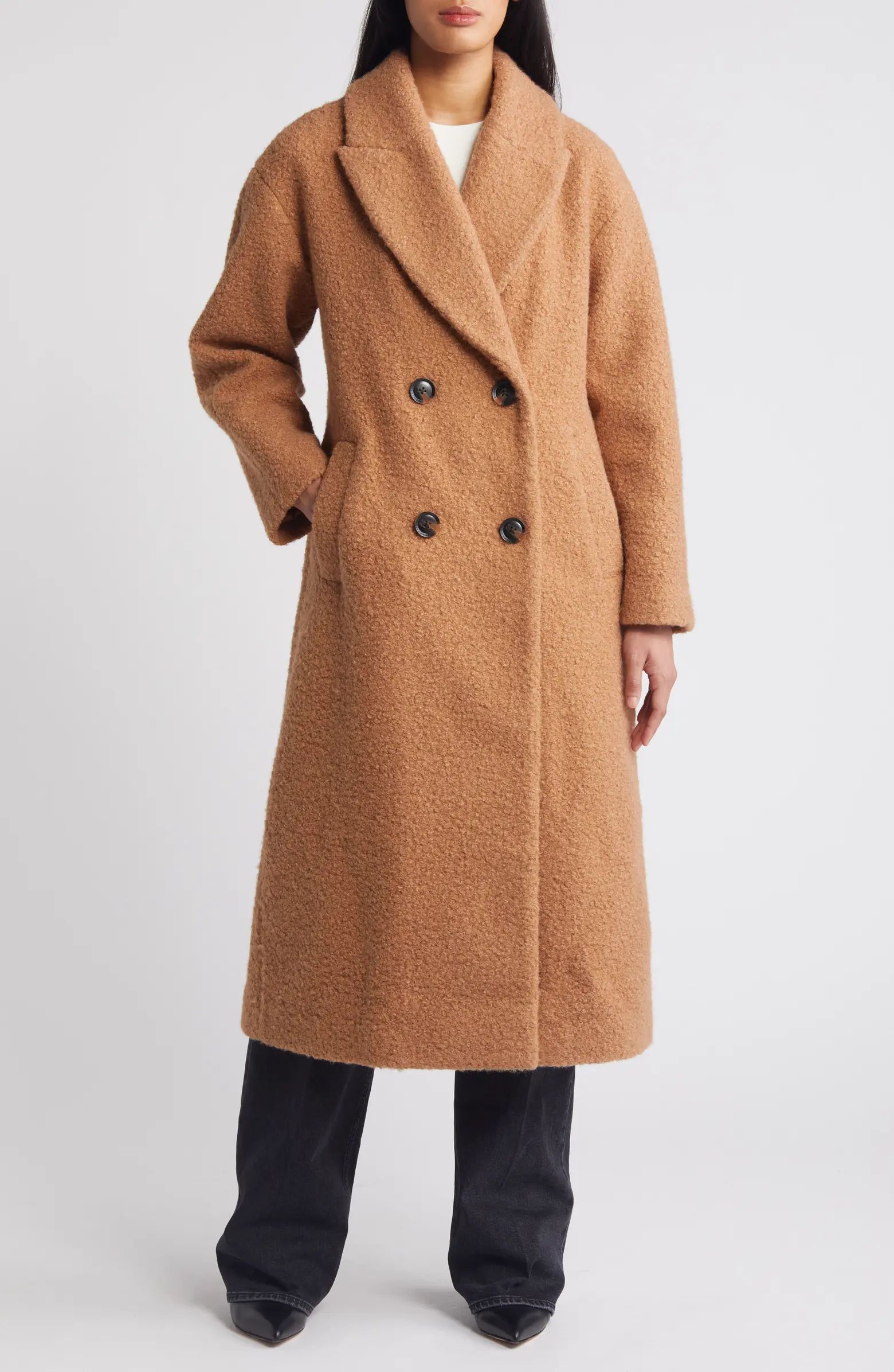 BCBGeneration Double Breasted Bouclé Long Coat | Nordstrom | Nordstrom