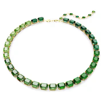 Millenia Tennis necklace, Octagon cut, Color gradient, Green, Gold-tone plated by SWAROVSKI | SWAROVSKI