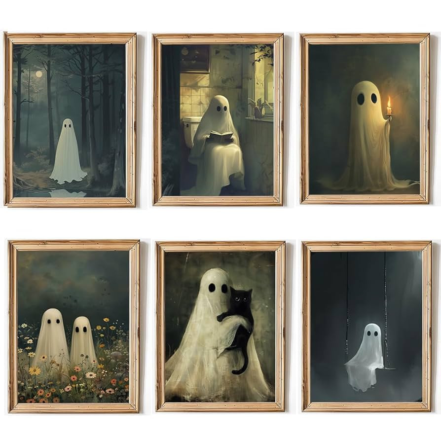 HALLOWITCH Vintage Halloween Decoration. Cute Ghost Decor. Halloween Poster Wall Art. Dark, Gothi... | Amazon (US)