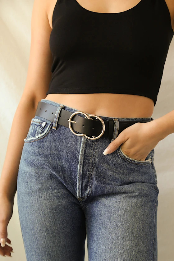 Double Oh Heaven Black Double Buckle Belt | Lulus (US)