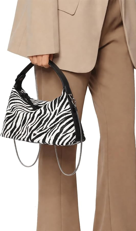 Zebra Purse Hobo Slouchy Shoulder Bag Striped Animal Print Small Top Handle Handbag for Women Spr... | Amazon (US)