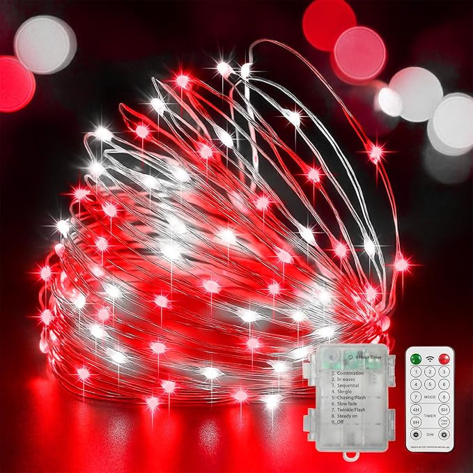 100LED String Light, Fairy Lights Battery Operated, Remote Control Timer Twinkle String Lights 8 ... | Amazon (US)